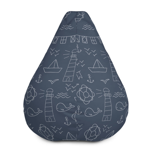 Lighthouse Doodle - Sustainably Made Bean Bag Chair Cover