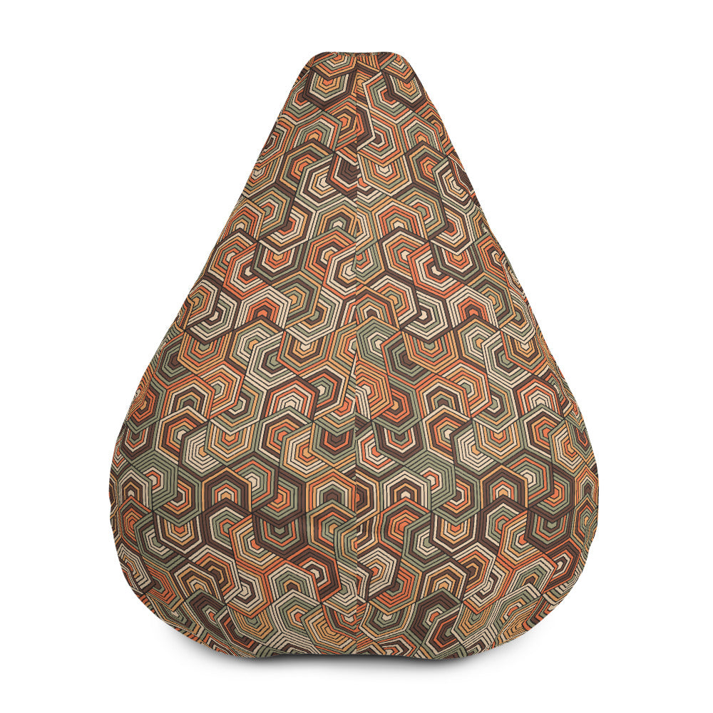Hexagonal Retro Pattern - Sustainably Made Bean Bag Chair Cover