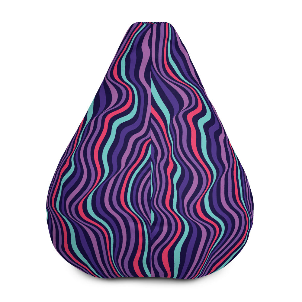 Multicolor Curved Lines - Sustainably Made Bean Bag Chair Cover
