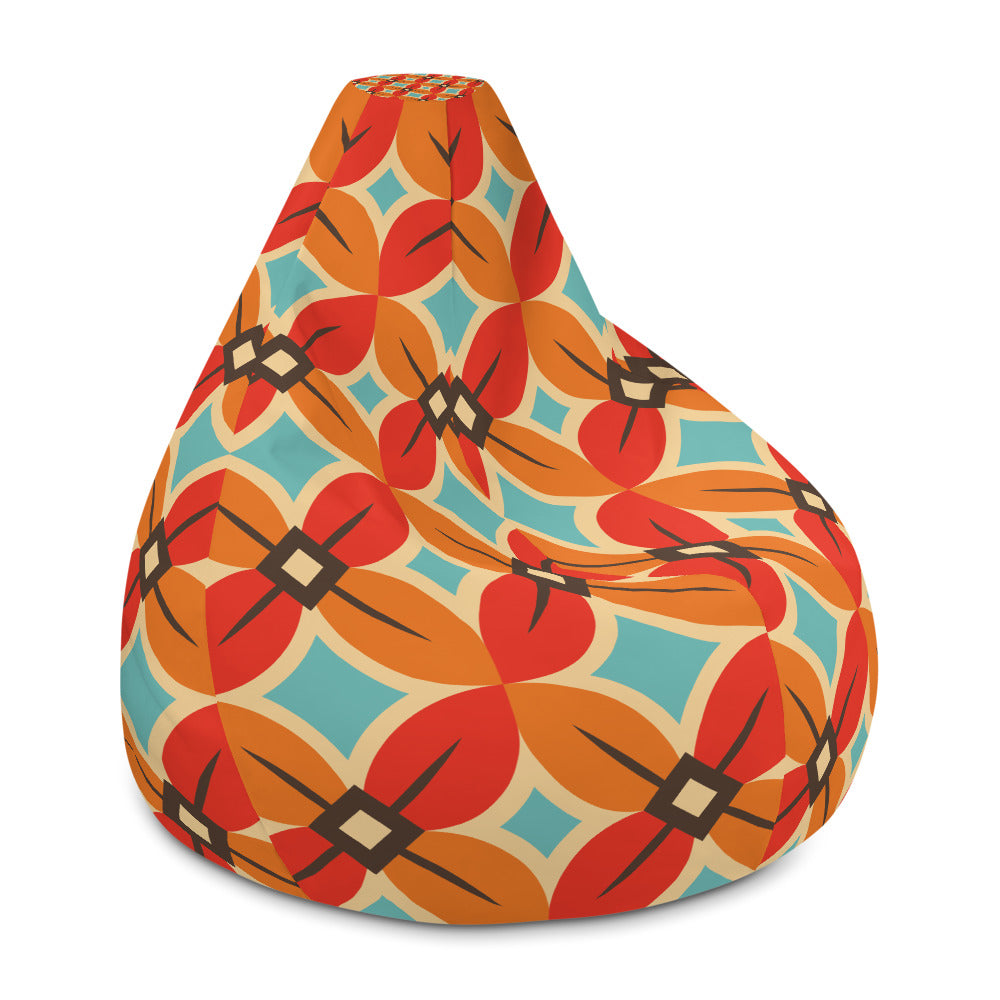 Retro Flower Pattern - Sustainably Made Bean Bag Chair Cover