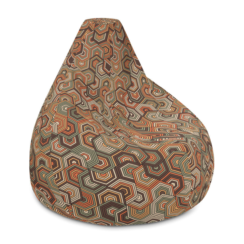 Hexagonal Retro Pattern - Sustainably Made Bean Bag Chair Cover