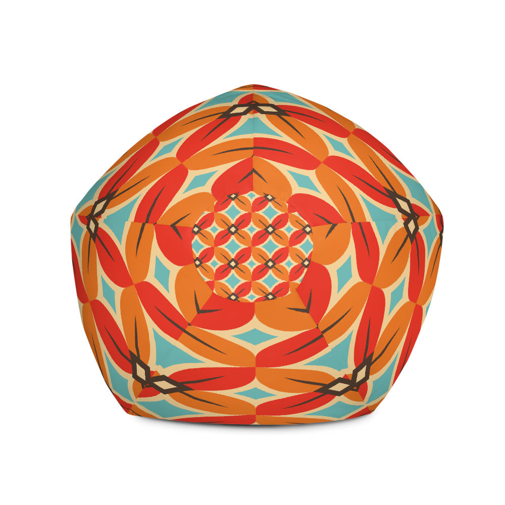 Retro Flower Pattern - Sustainably Made Bean Bag Chair Cover