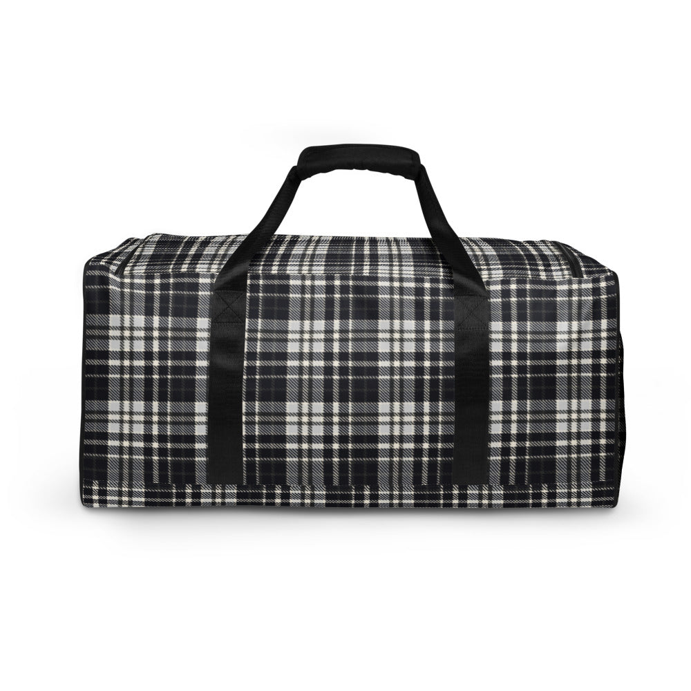 Black & White Tartan - Sustainably Made Duffle Bag