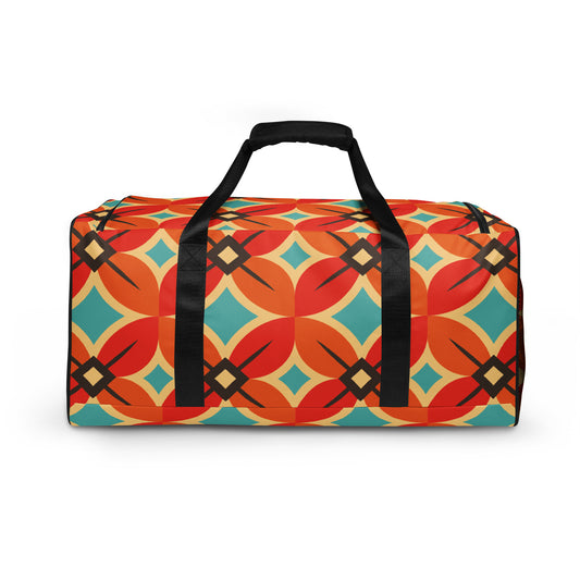 Retro Flower Pattern - Sustainably Made Duffle Bag