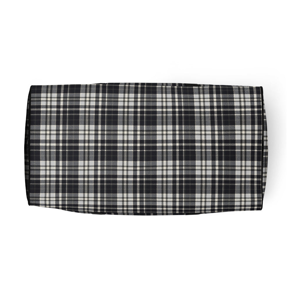 Black & White Tartan - Sustainably Made Duffle Bag