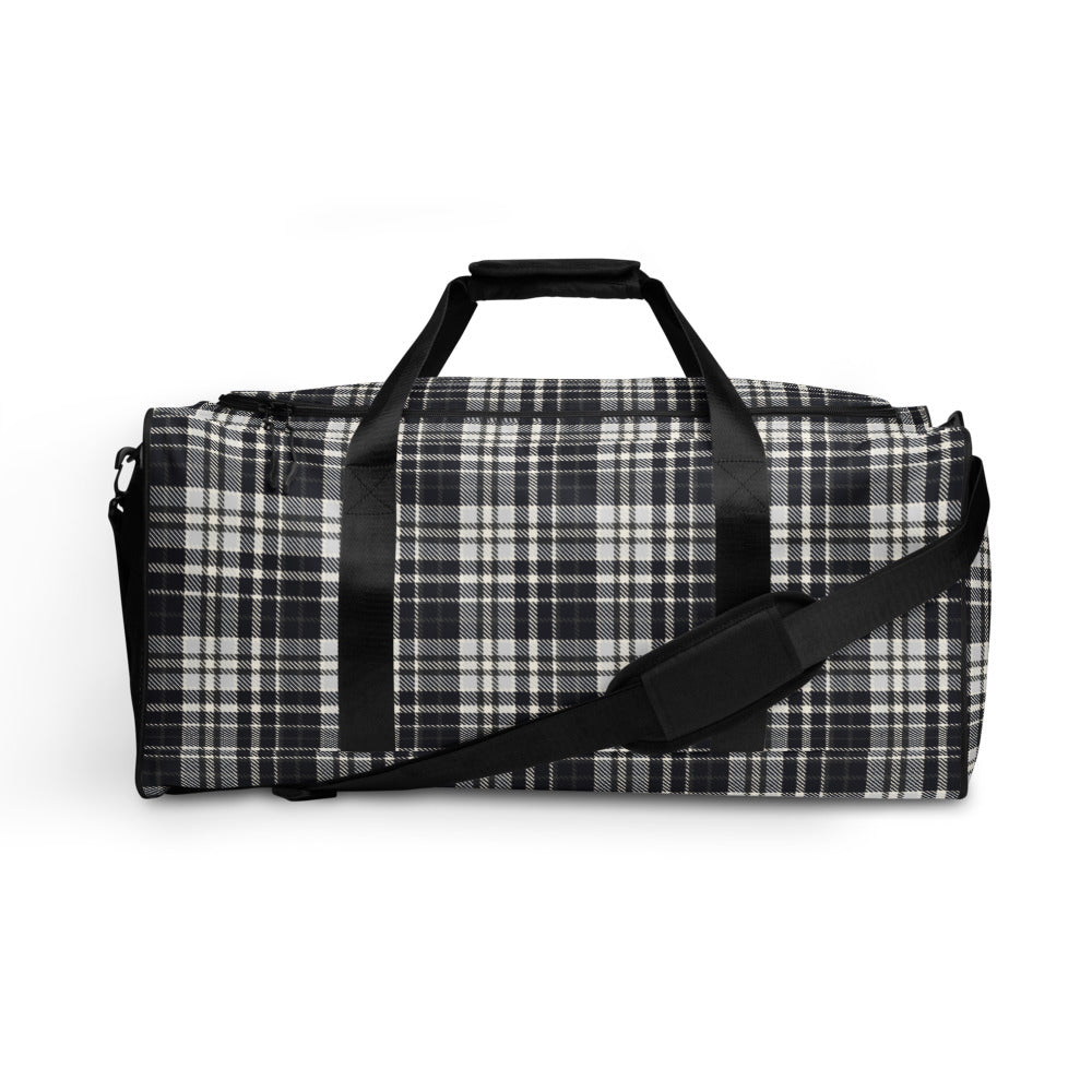 Black & White Tartan - Sustainably Made Duffle Bag