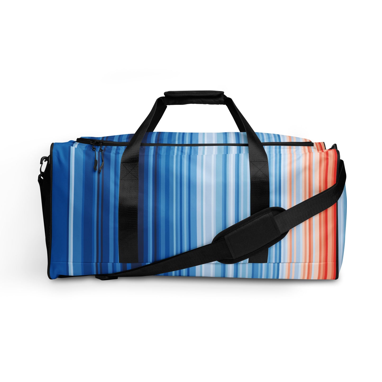 Climate Change Global Warming Stripes - Sustainably Made Duffle Bag