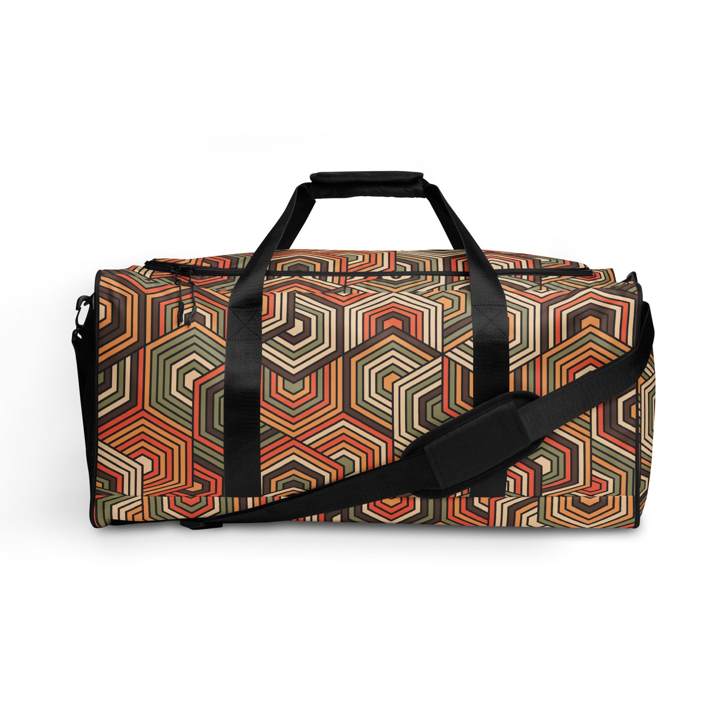Hexagonal retro Pattern - Sustainably Made Duffle Bag