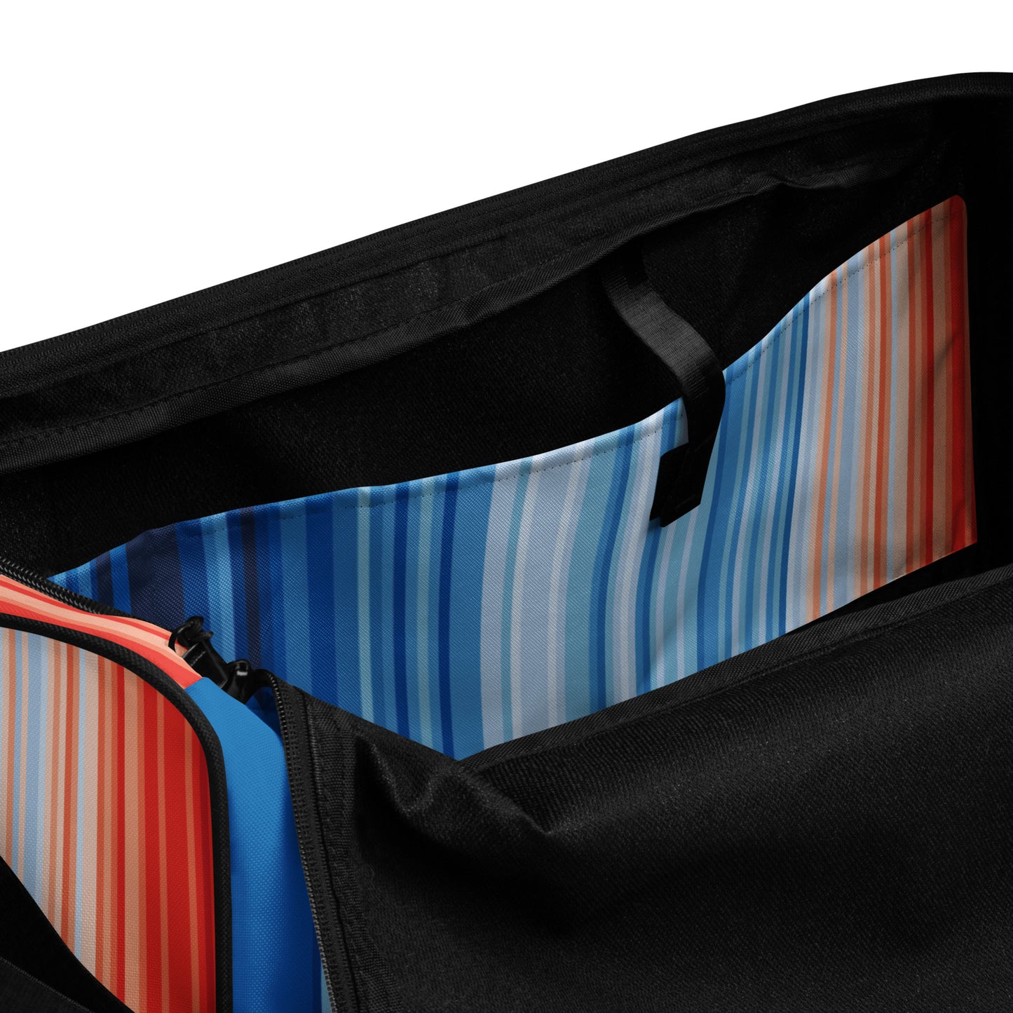Climate Change Global Warming Stripes - Sustainably Made Duffle Bag