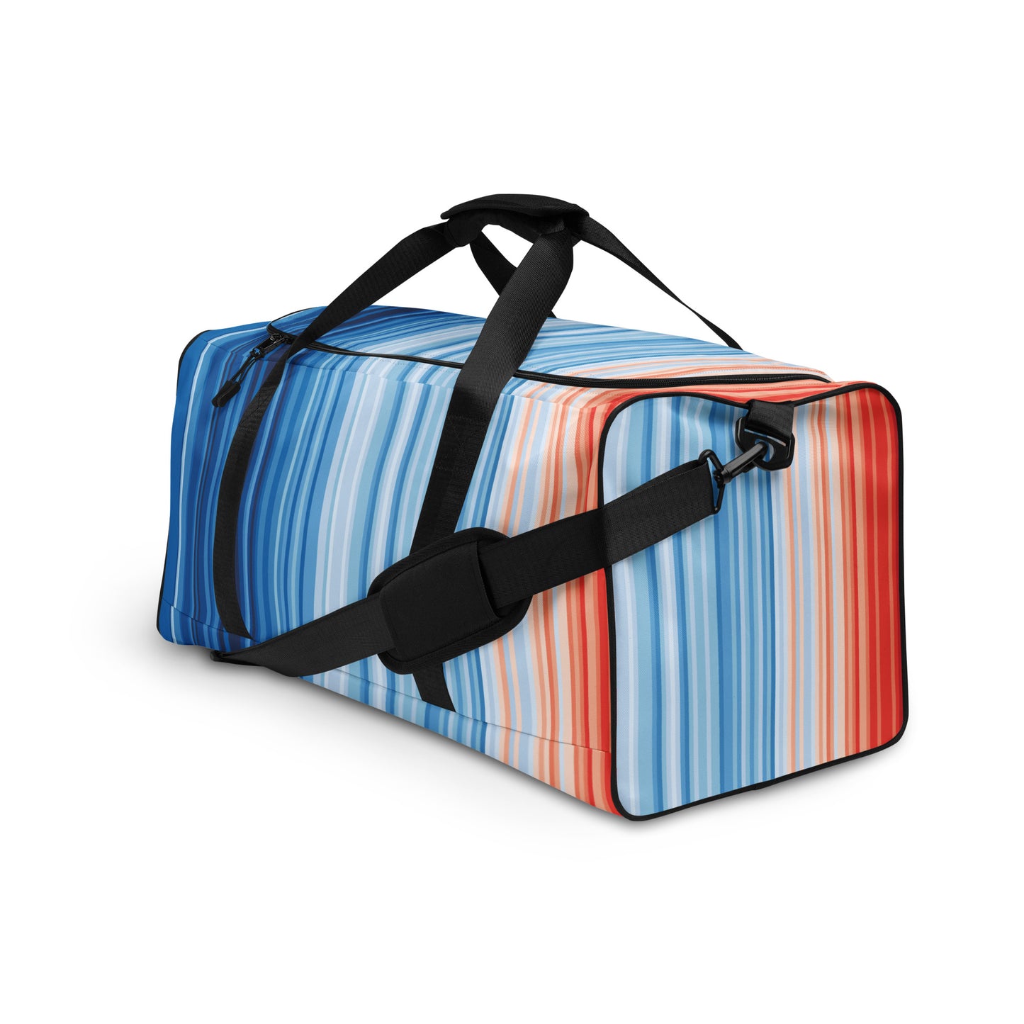 Climate Change Global Warming Stripes - Sustainably Made Duffle Bag