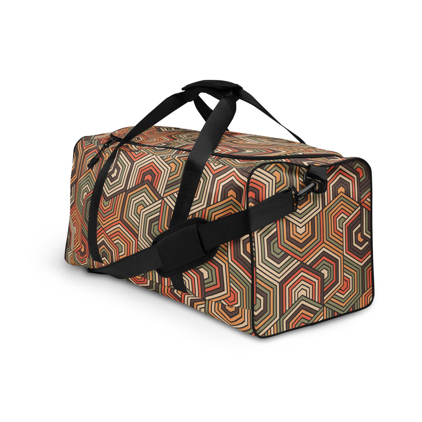 Hexagonal retro Pattern - Sustainably Made Duffle Bag
