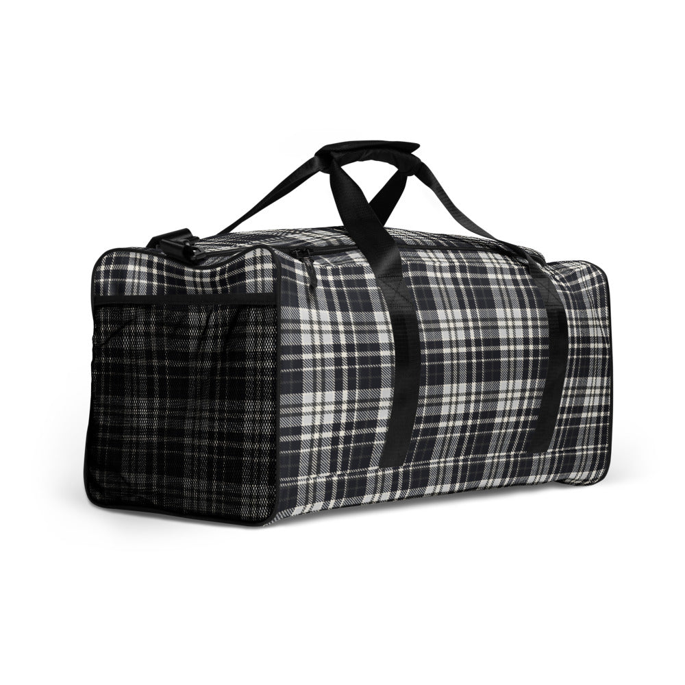 Black & White Tartan - Sustainably Made Duffle Bag