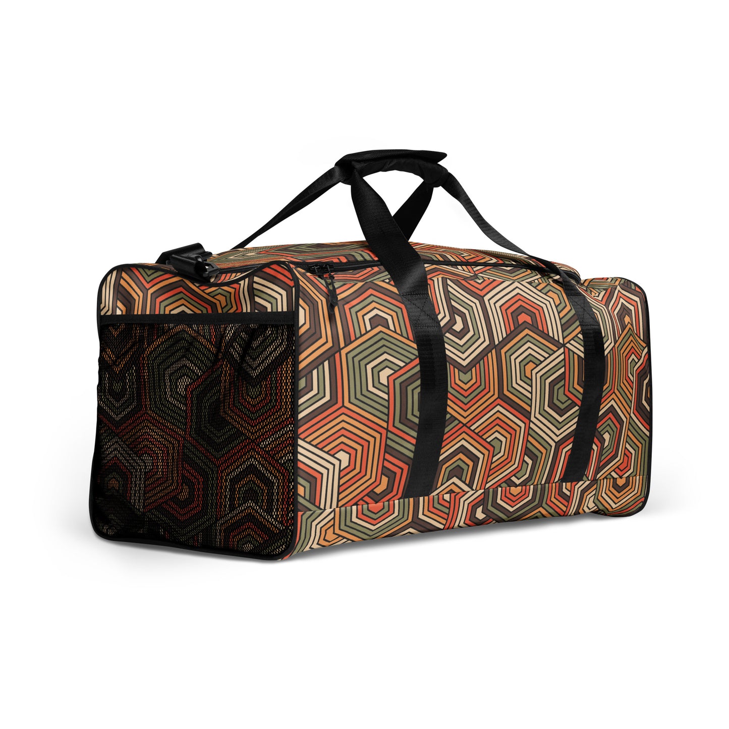 Hexagonal retro Pattern - Sustainably Made Duffle Bag