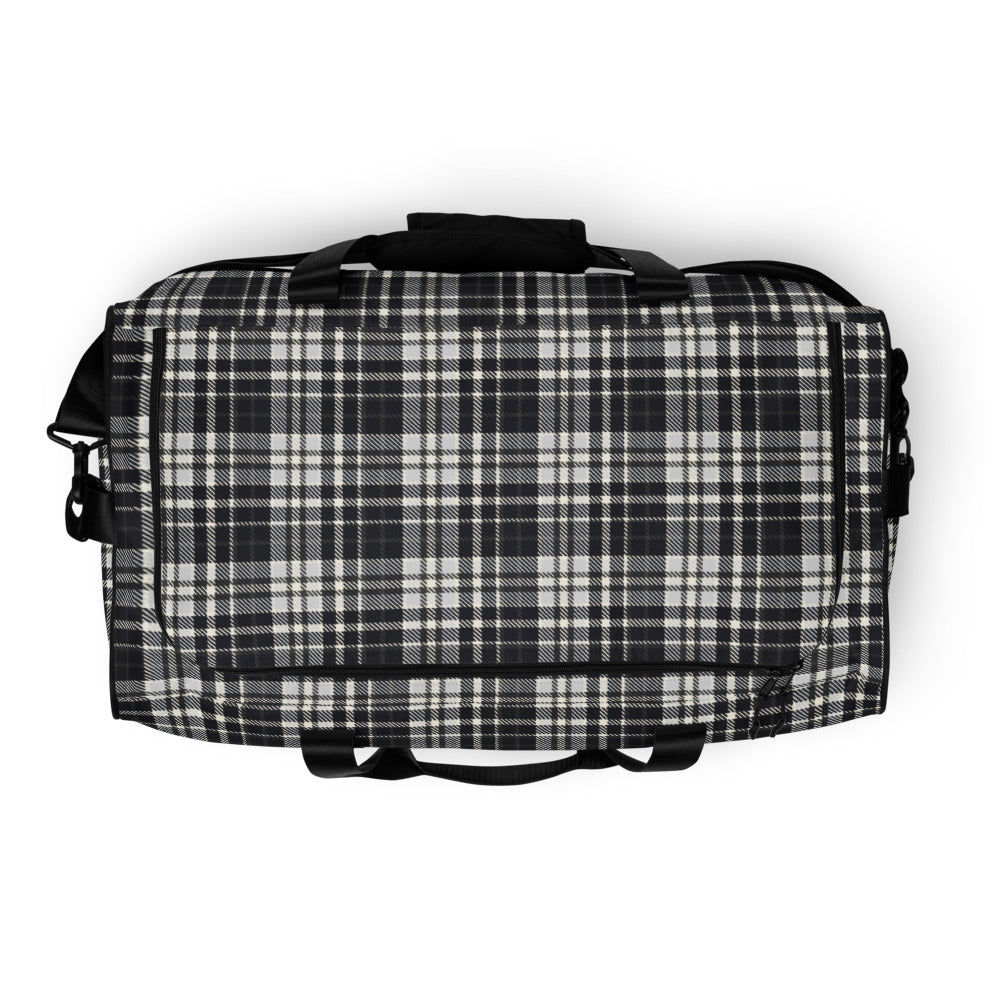 Black & White Tartan - Sustainably Made Duffle Bag
