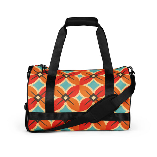 Retro Flower Pattern - Sustainably Made Gym Bag