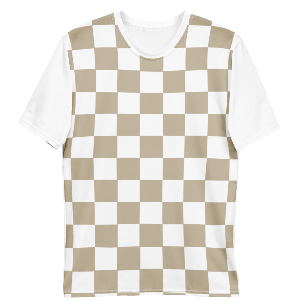 Mocca Chequered Flag - Sustainably Made Men's Short Sleeve Tee