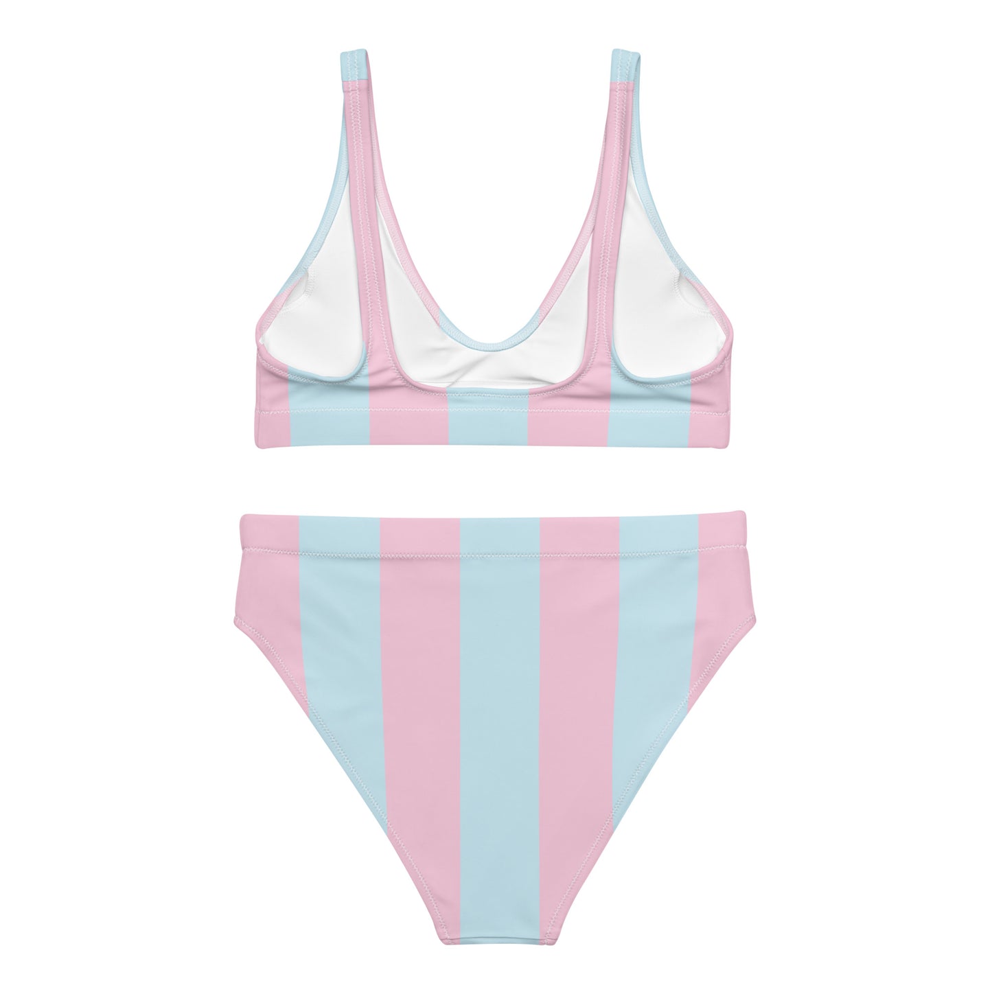 Blue Pink Stripes - Sustainably Made Recycled High-Waisted Bikini