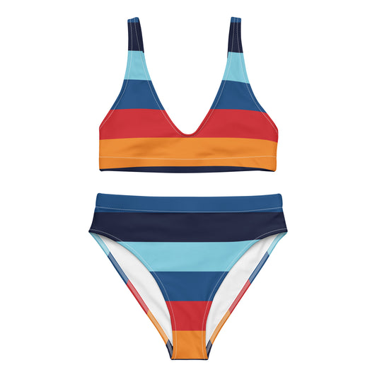Colorful Stripes - Sustainably Made Recycled High-Waisted Bikini