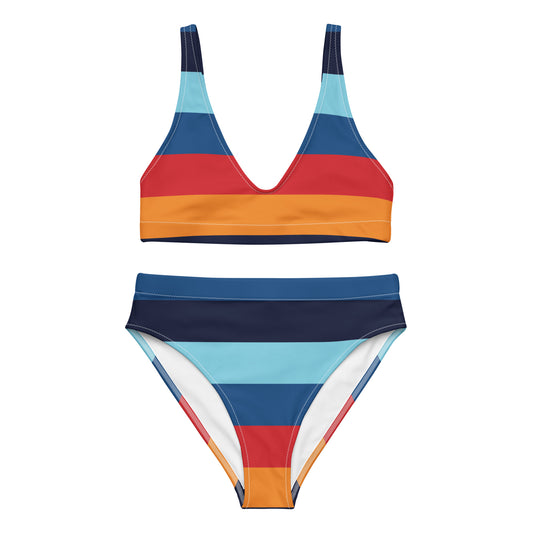Colorful Stripes - Sustainably Made Recycled High-Waisted Bikini