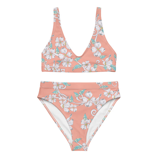 Pink Floral - Sustainably Made Recycled High-Waisted Bikini