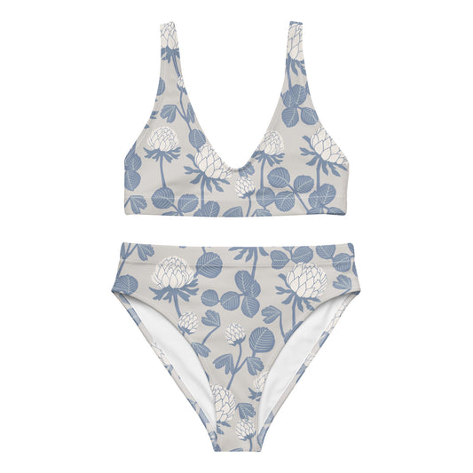 Grey Floral - Sustainably Made Recycled High-Waisted Bikini