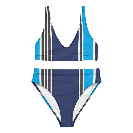 Blue Lines Vertical - Sustainably Made Recycled High-Waisted Bikini