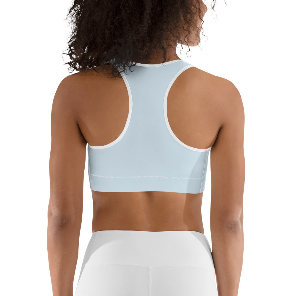 Baby Blue Climate Change Global Warming Statement - Sustainably Made Women's Sports Bra
