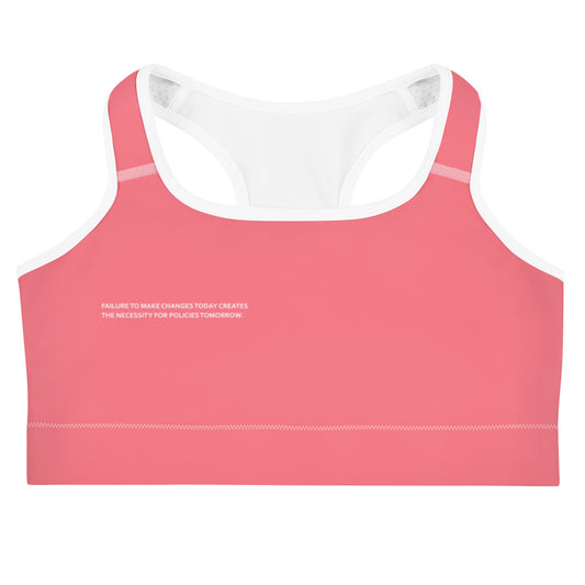 Pink Climate Change Global Warming Statement - Sustainably Made Women's Sports Bra