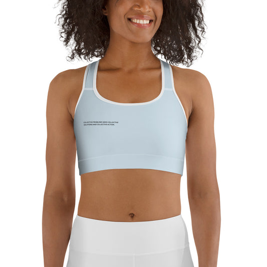 Baby Blue Climate Change Global Warming Statement - Sustainably Made Women's Sports Bra