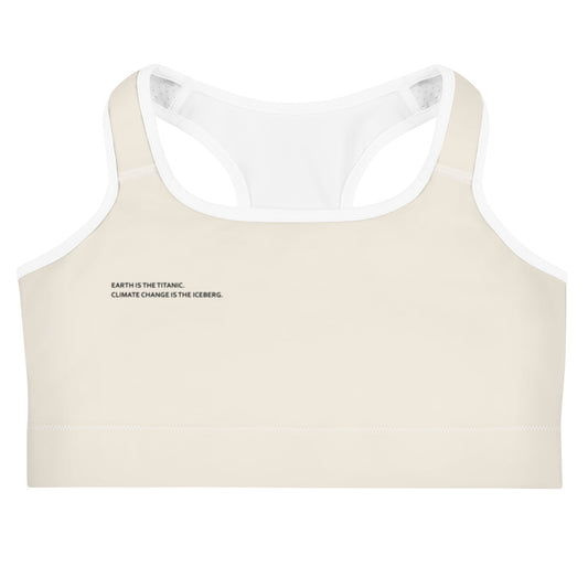 Light Grey Climate Change Global Warming Statement - Sustainably Made Women's Sports Bra