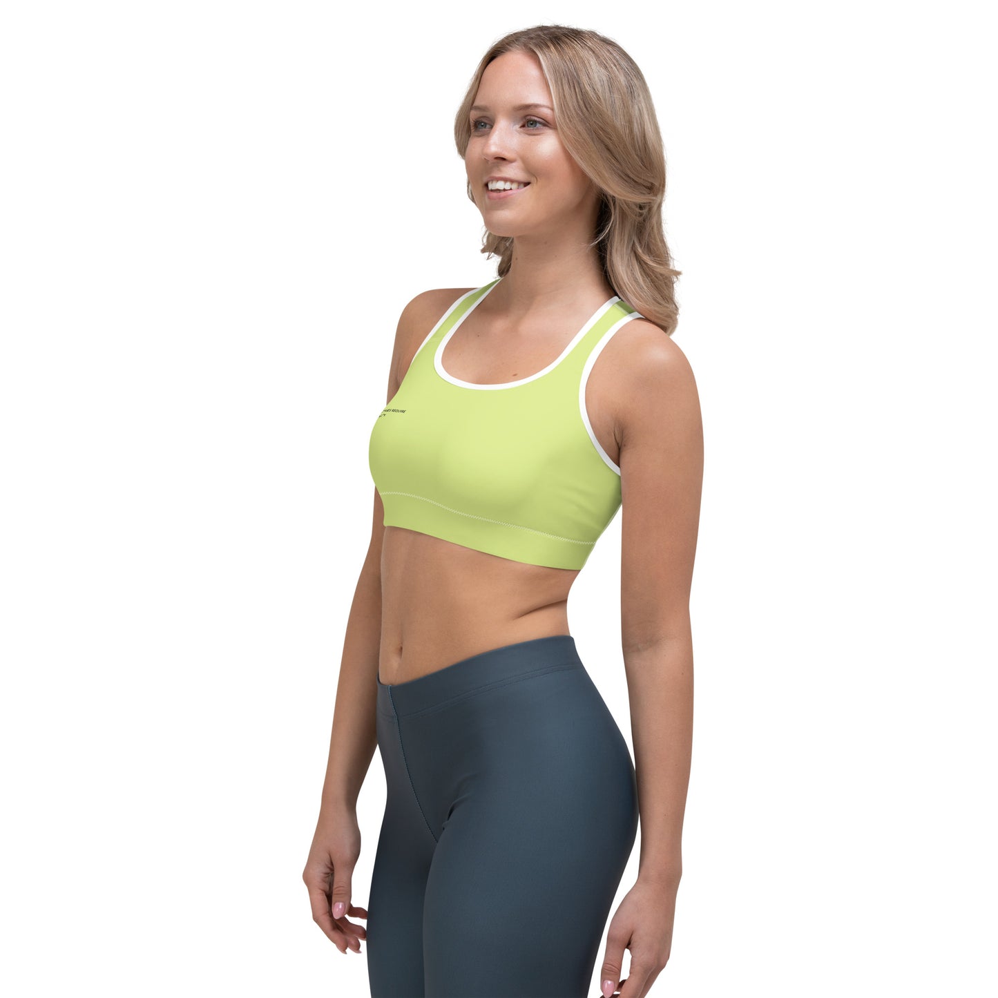 Lime Climate Change Global Warming Statement - Sustainably Made Women's Sports Bra
