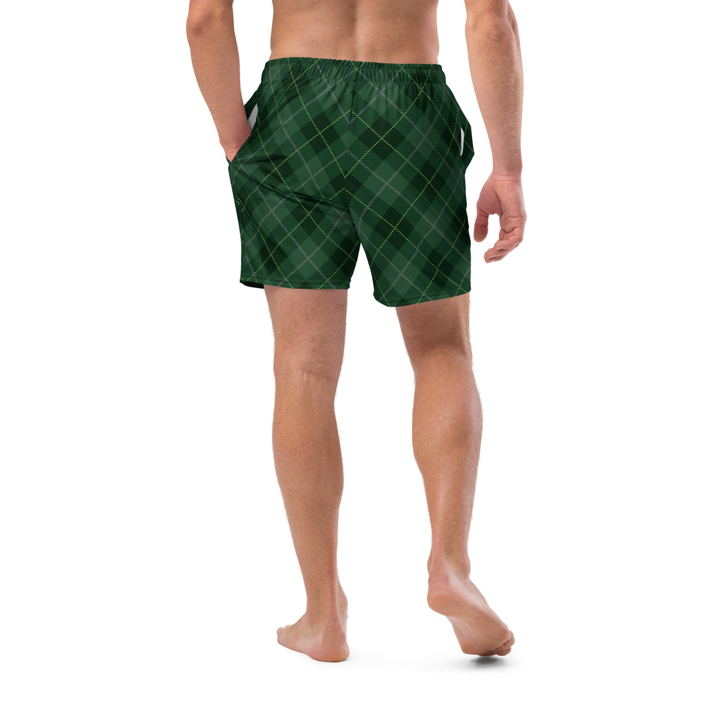Deep Forest Tartan - Sustainably Made Men's swim trunks
