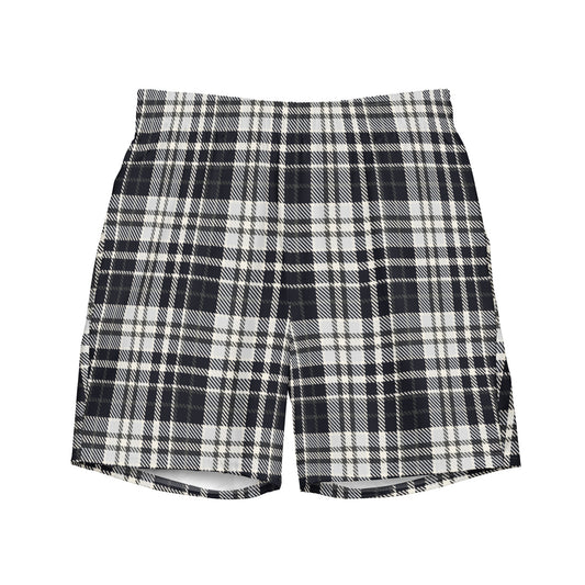 Black & White Tartan - Sustainably Made Men's swim trunks