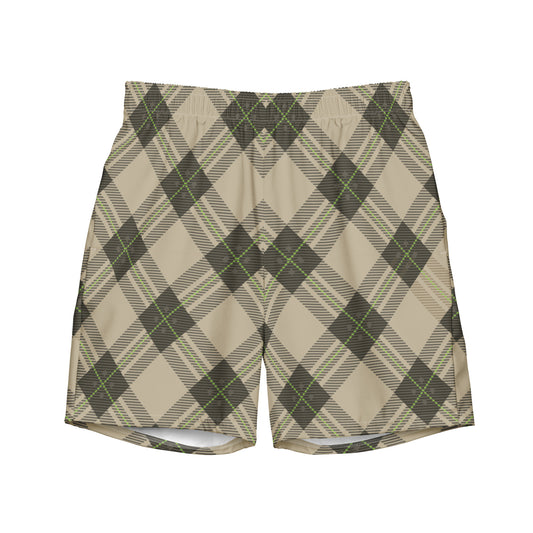 Brown Tartan - Sustainably Made Men's swim trunks