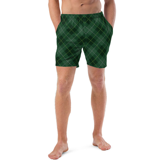 Deep Forest Tartan - Sustainably Made Men's swim trunks