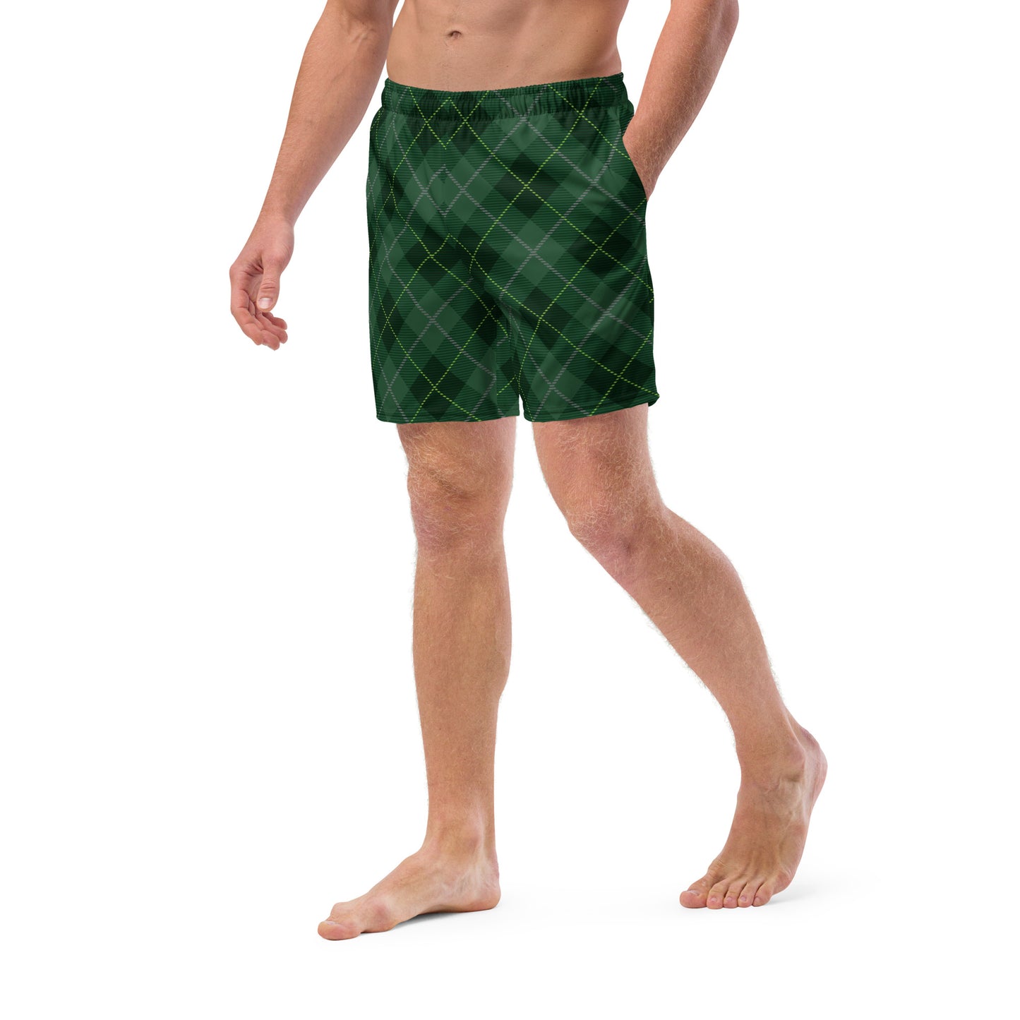 Deep Forest Tartan - Sustainably Made Men's swim trunks