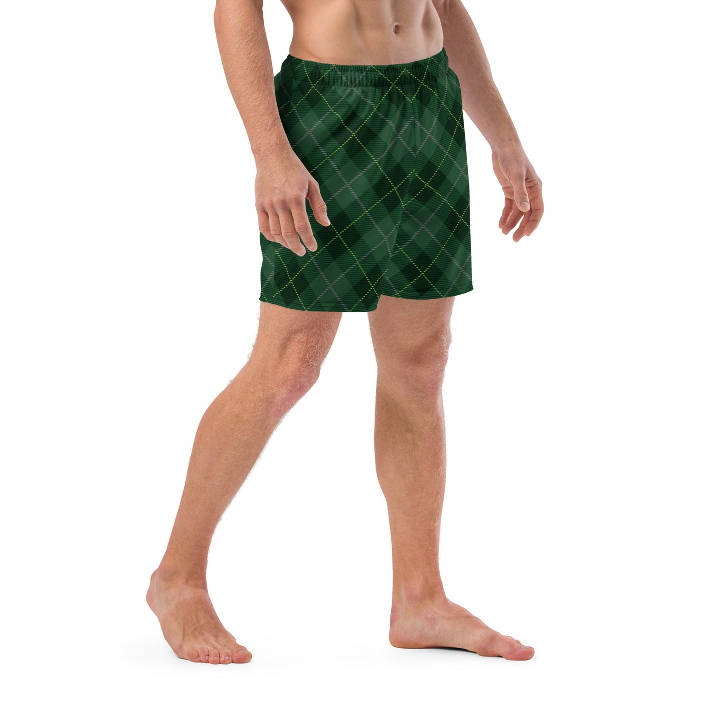 Deep Forest Tartan - Sustainably Made Men's swim trunks