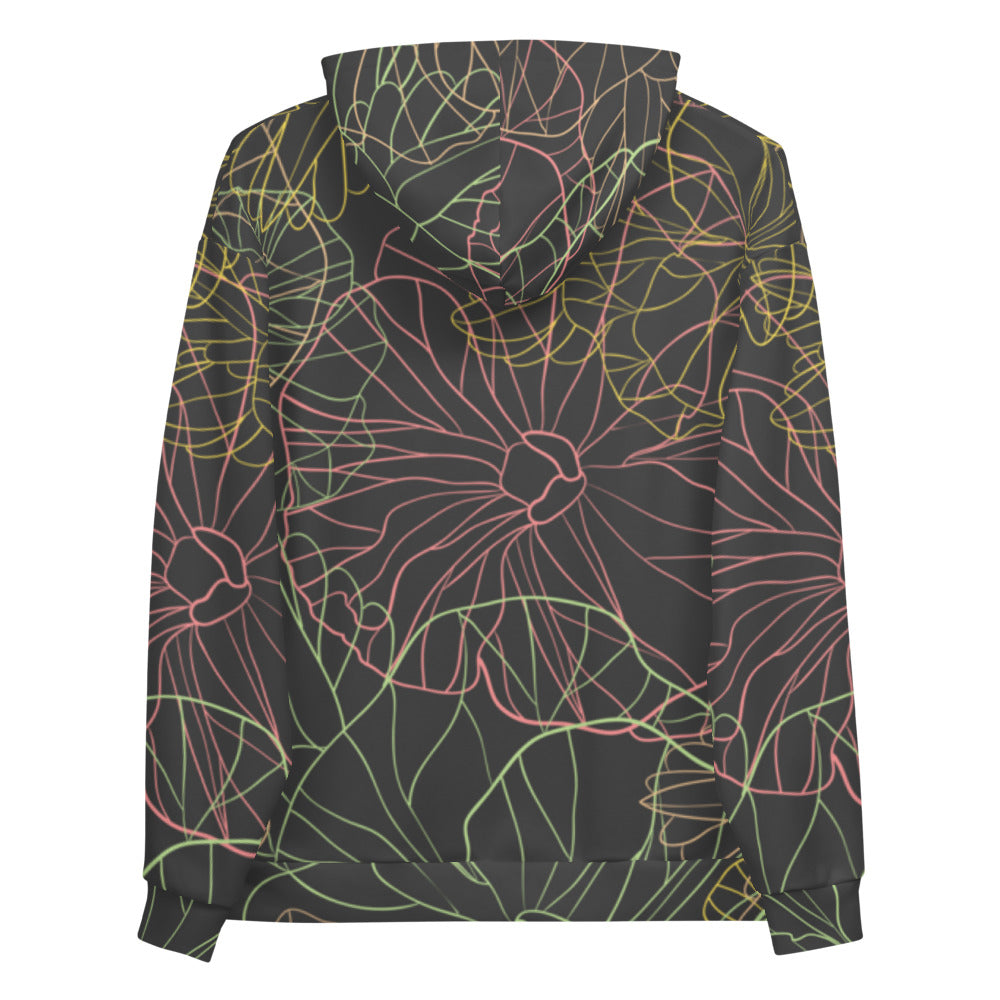 Neon dark Floral - Sustainably Made Hoodie