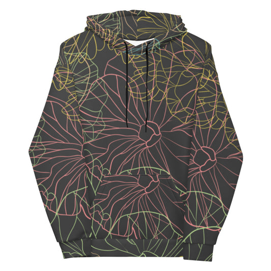 Neon dark Floral - Sustainably Made Hoodie