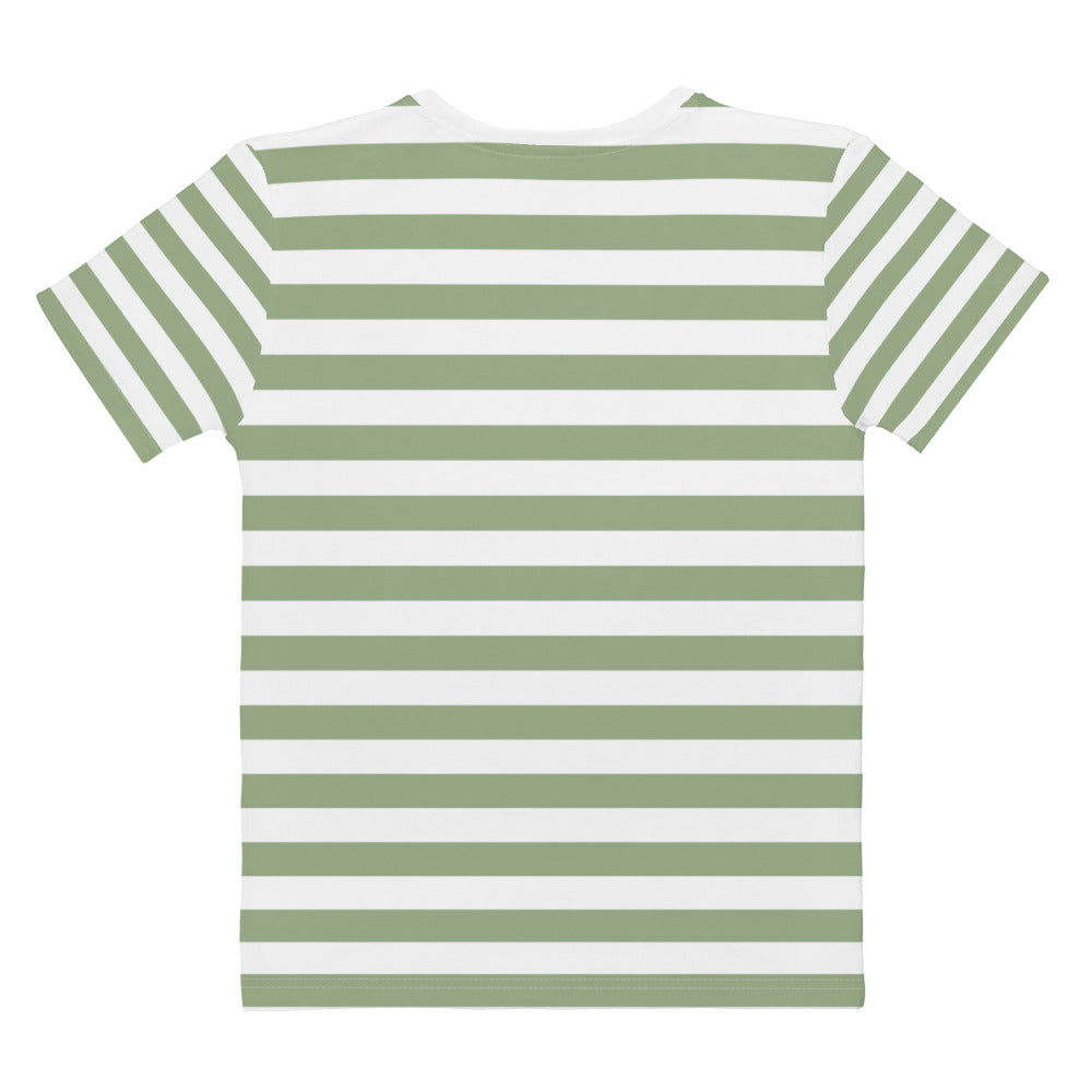Olive Green Stripes - Sustainably Made Women’s Short Sleeve Tee