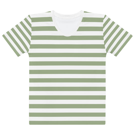 Olive Green Stripes - Sustainably Made Women’s Short Sleeve Tee