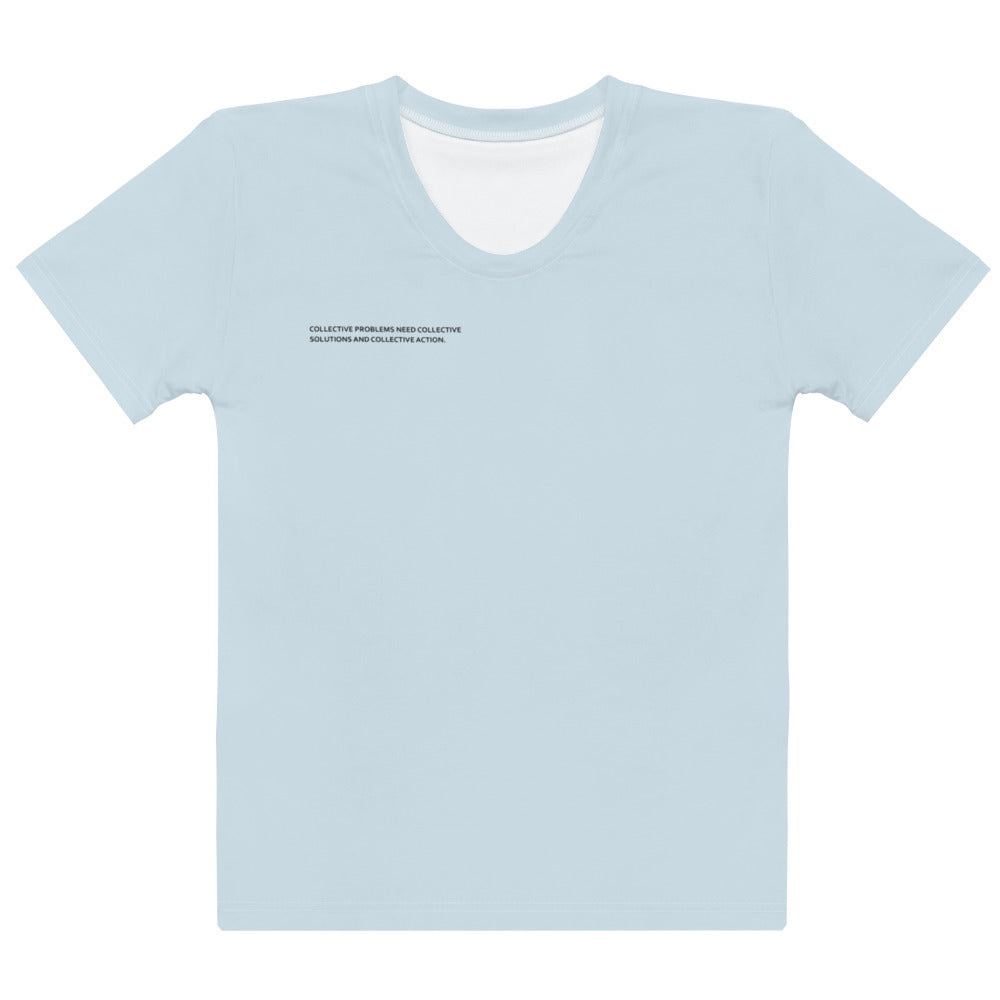 Baby Blue Climate Change Global Warming Statement - Sustainably Made Women's Short Sleeve Tee
