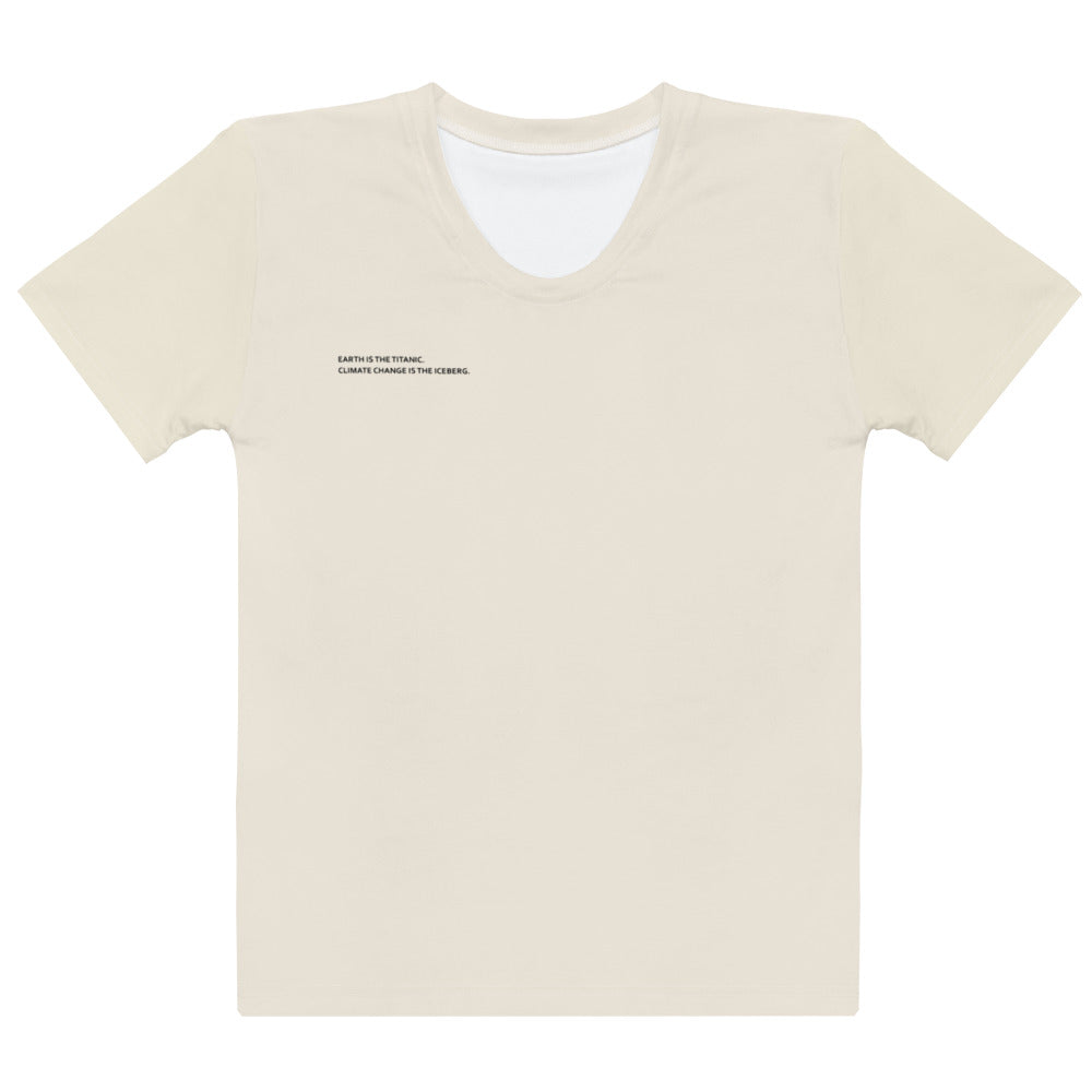 Light Grey Climate Change Global Warming Statement - Sustainably Made Women's Short Sleeve Tee
