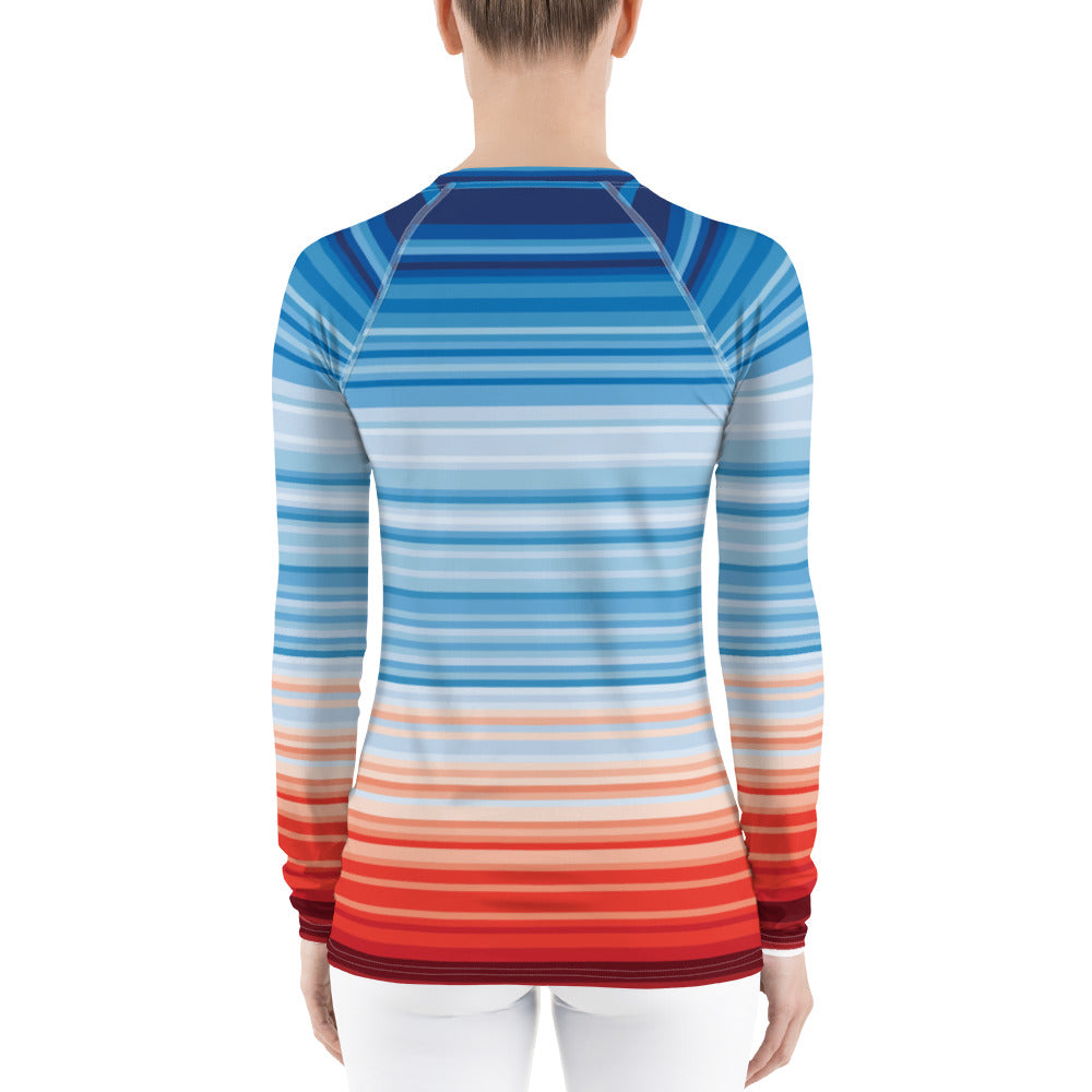 Climate Change Global Warming Stripes - Sustainably Made Women's Long Sleeve Tee