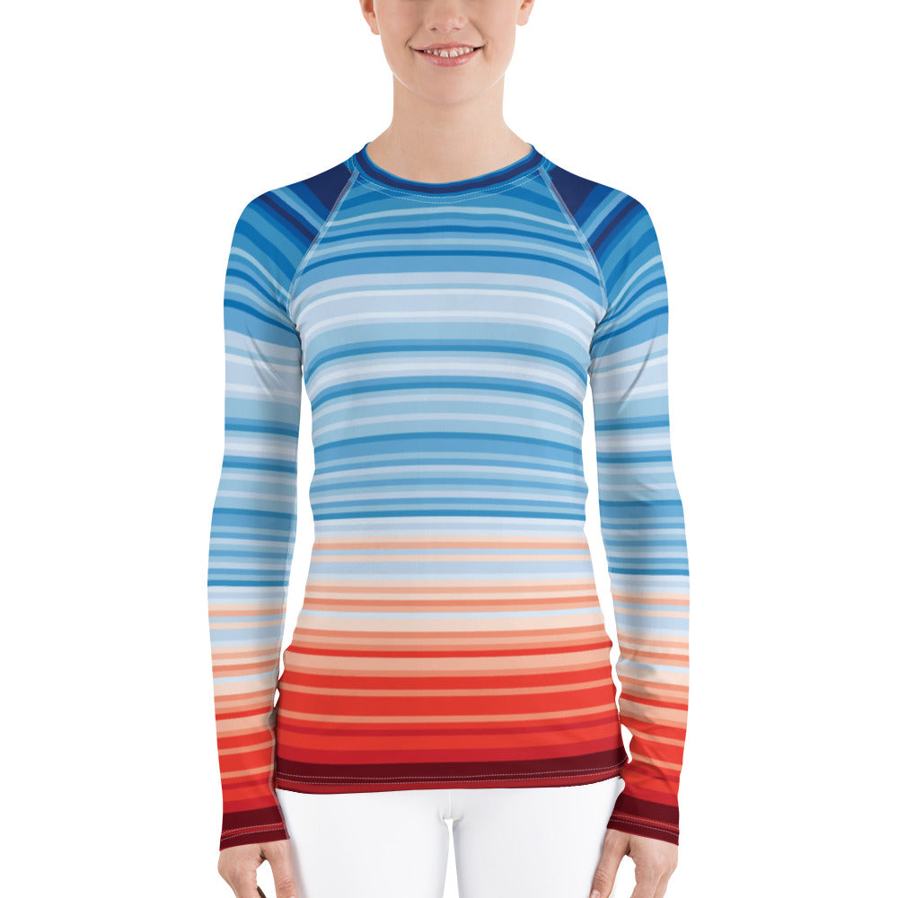 Climate Change Global Warming Stripes - Sustainably Made Women's Long Sleeve Tee