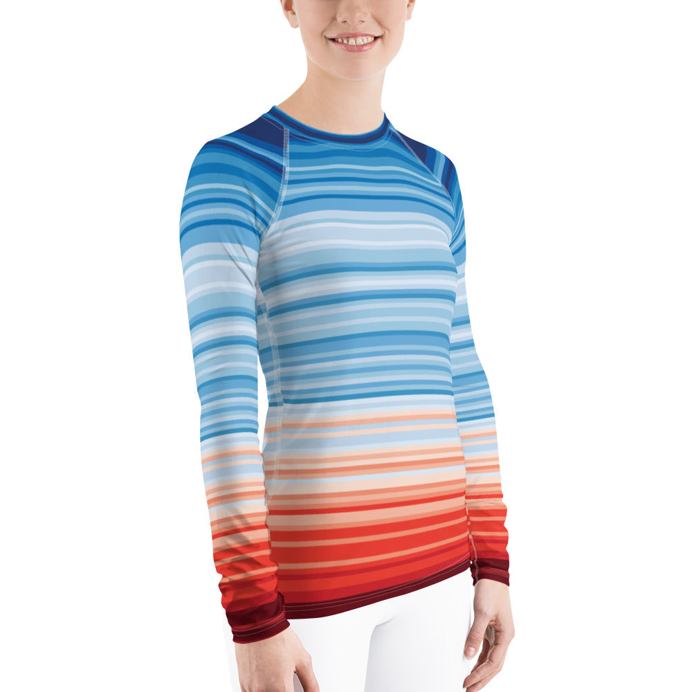 Climate Change Global Warming Stripes - Sustainably Made Women's Long Sleeve Tee