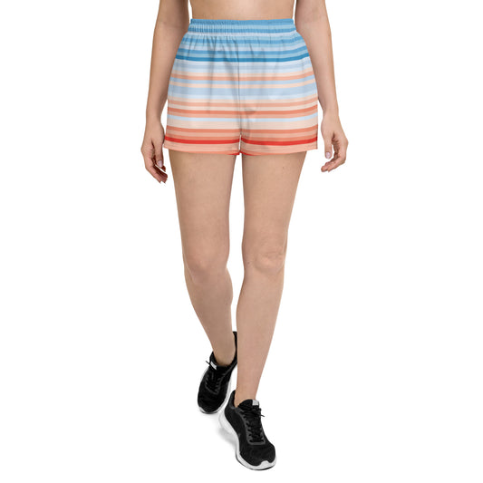 Climate Change Global Warming Stripes - Sustainably Made Women’s Recycled Athletic Shorts