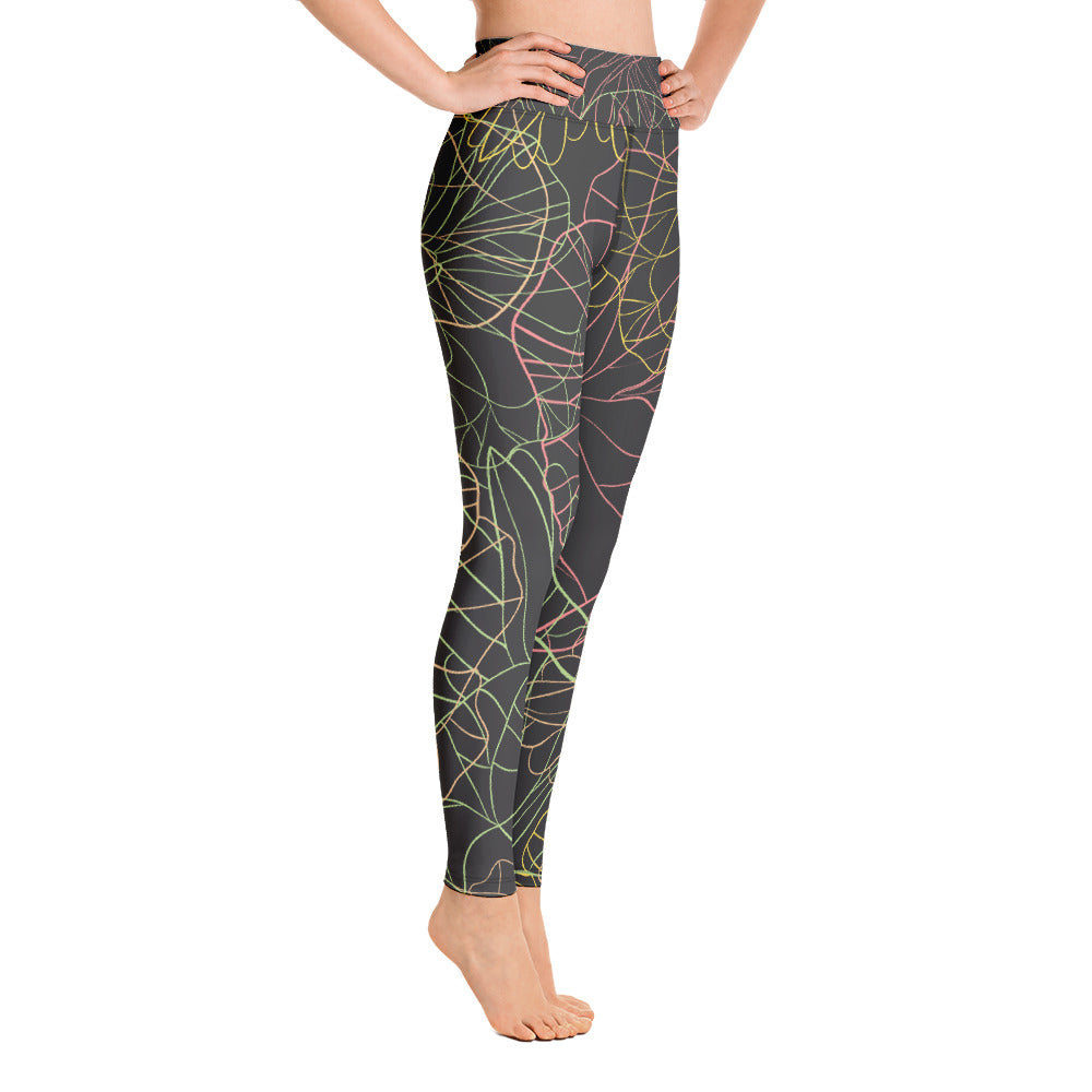Neon Dark Floral - Sustainably Made Leggings