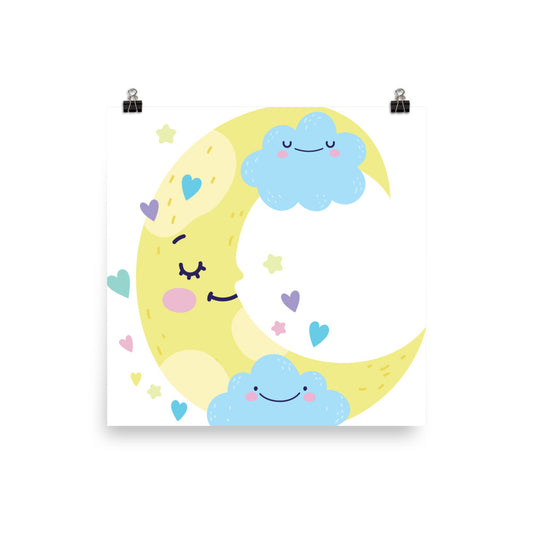 Sleepy Moon - Sustainably Made Wall Poster