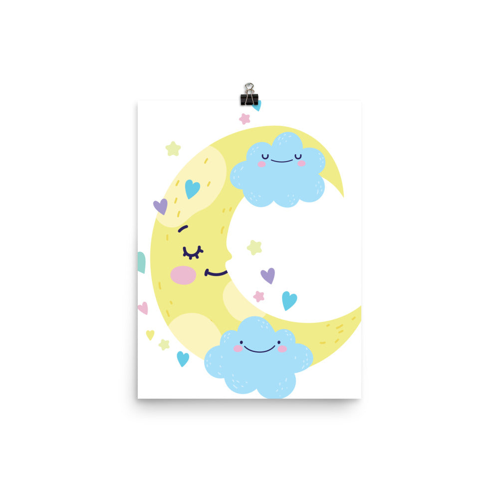 Sleepy Moon - Sustainably Made Wall Poster